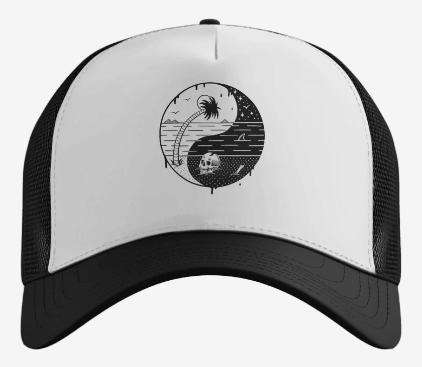 Gorro Blanco de ying yang beach
