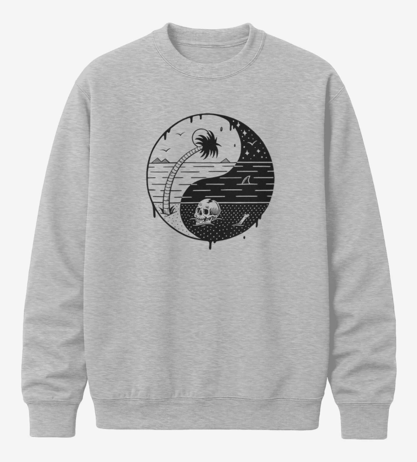 Poleron polo Gris Melange de ying yang beach