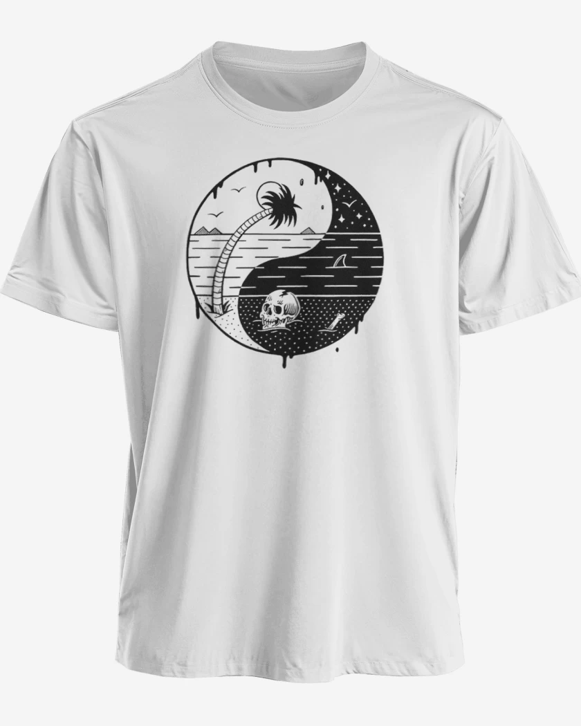 Polera premium Blanco de ying yang beach