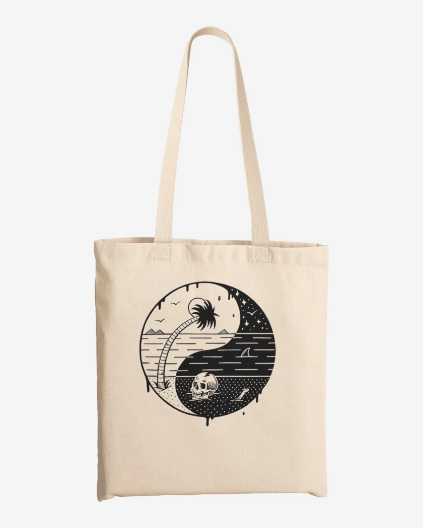 Totebag ying yang beach