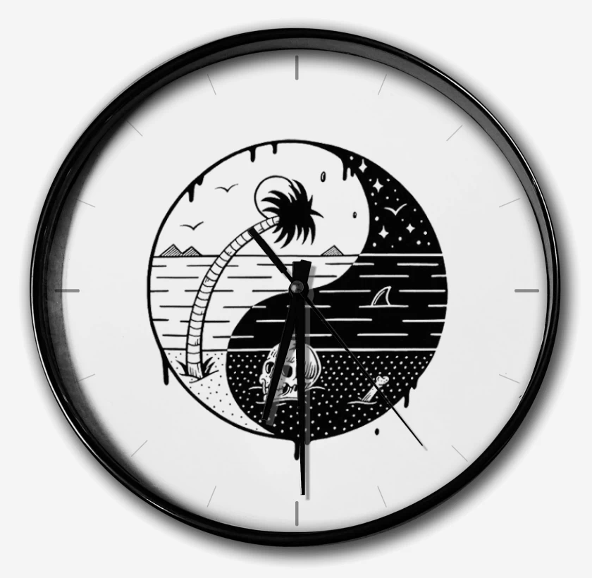 Reloj Blanco de ying yang beach