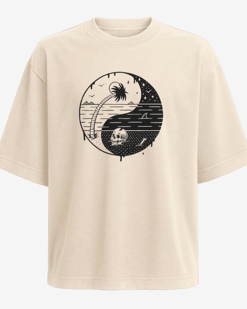 Polera Oversize Beige de ying yang beach