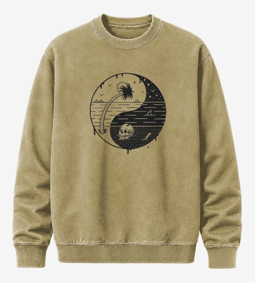 Poleron Polo Acid Wash Beige de ying yang beach