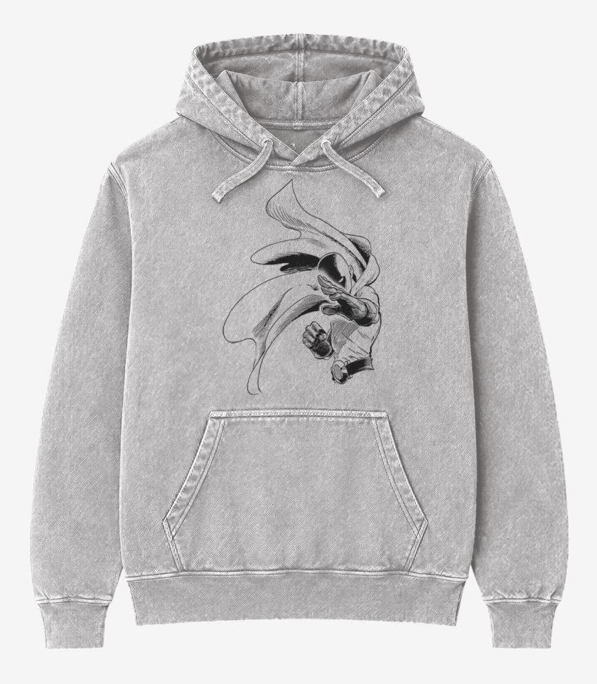 Poleron Canguro Acid Wash Gris Melange de saitama 2