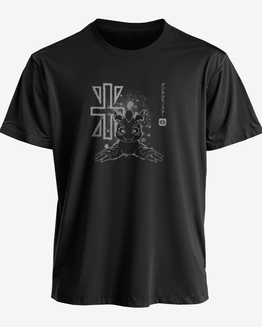 Polera Negro de gomamon 