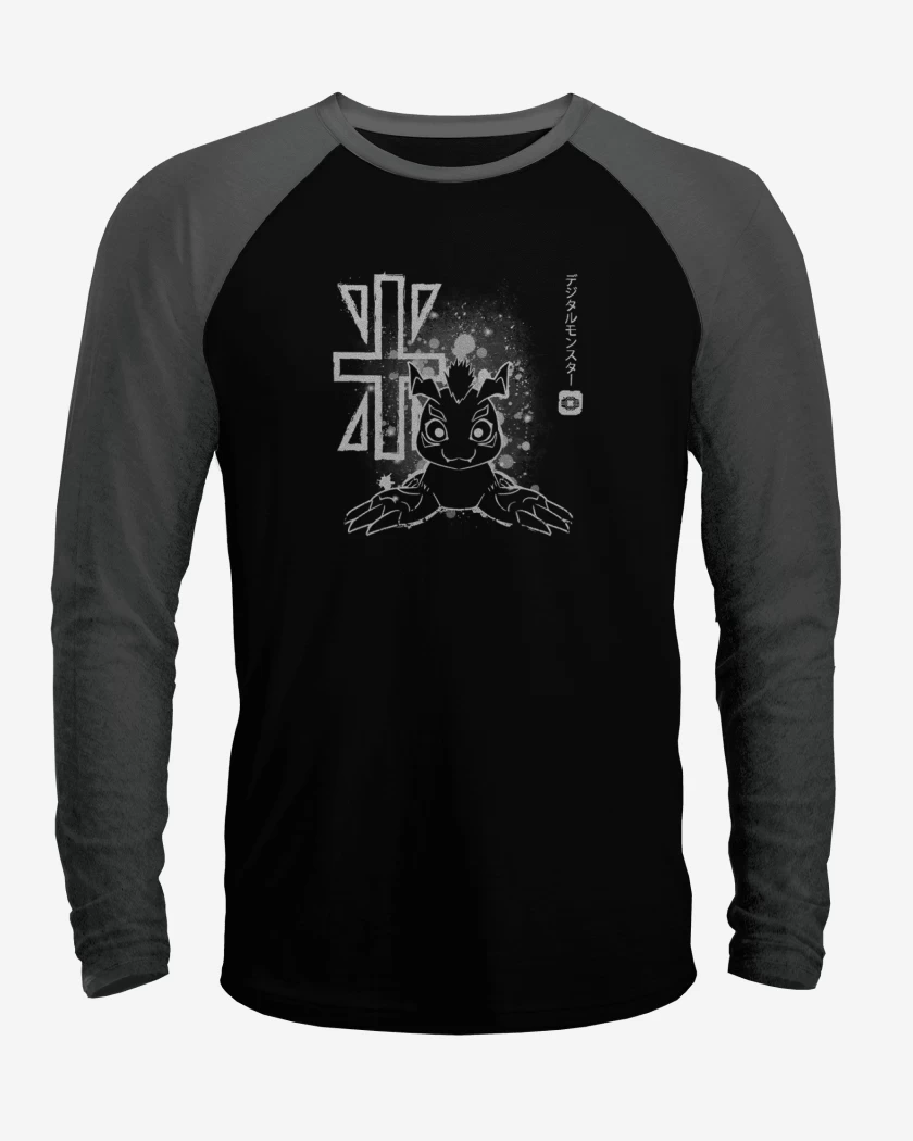 Polera Raglan Negro / Negro Heather de gomamon 