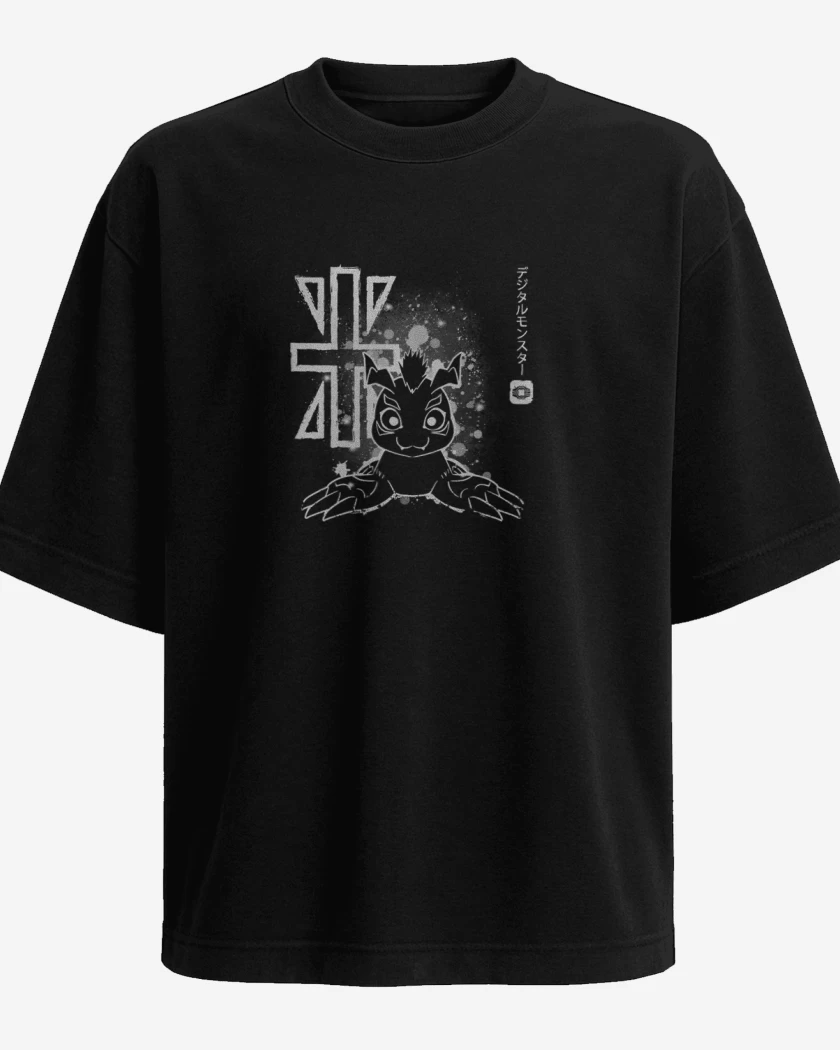 Polera Oversize Negro de gomamon 