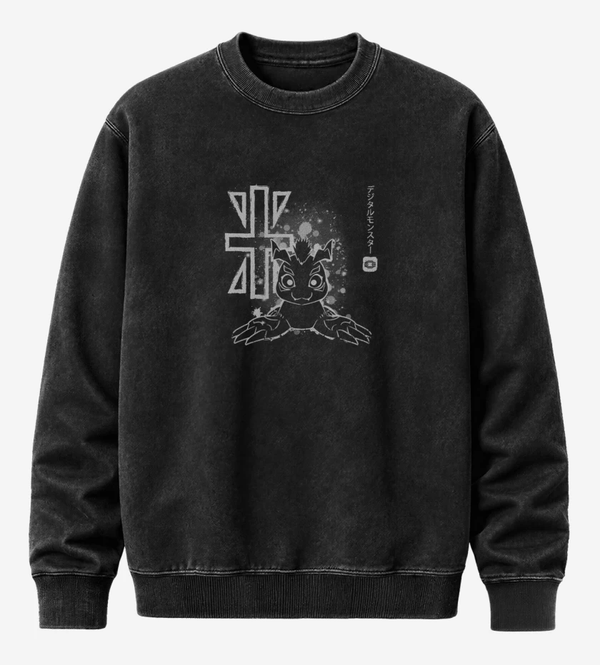 Poleron Polo Acid Wash Negro de gomamon 