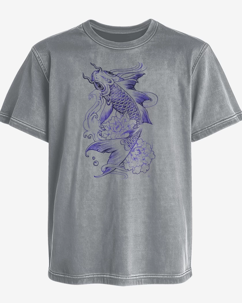 Polera desgastada Gris Melange de pez