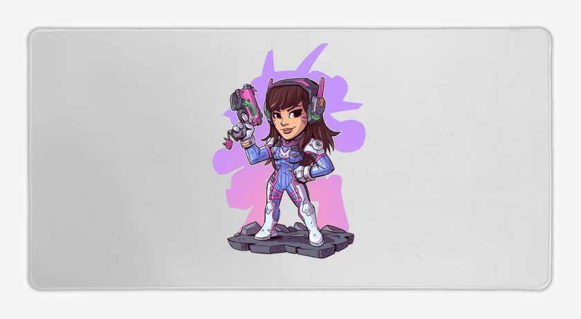 Mouse pad Gamer Blanco de chibi dva