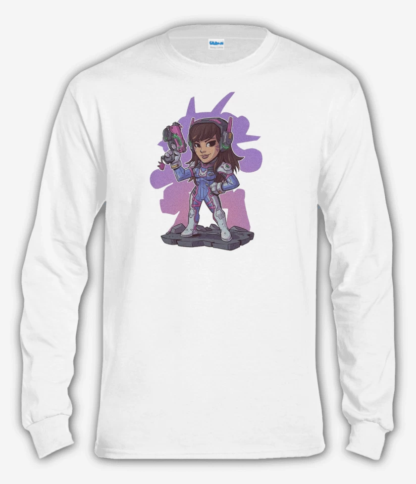 Polera manga larga Blanco de chibi dva
