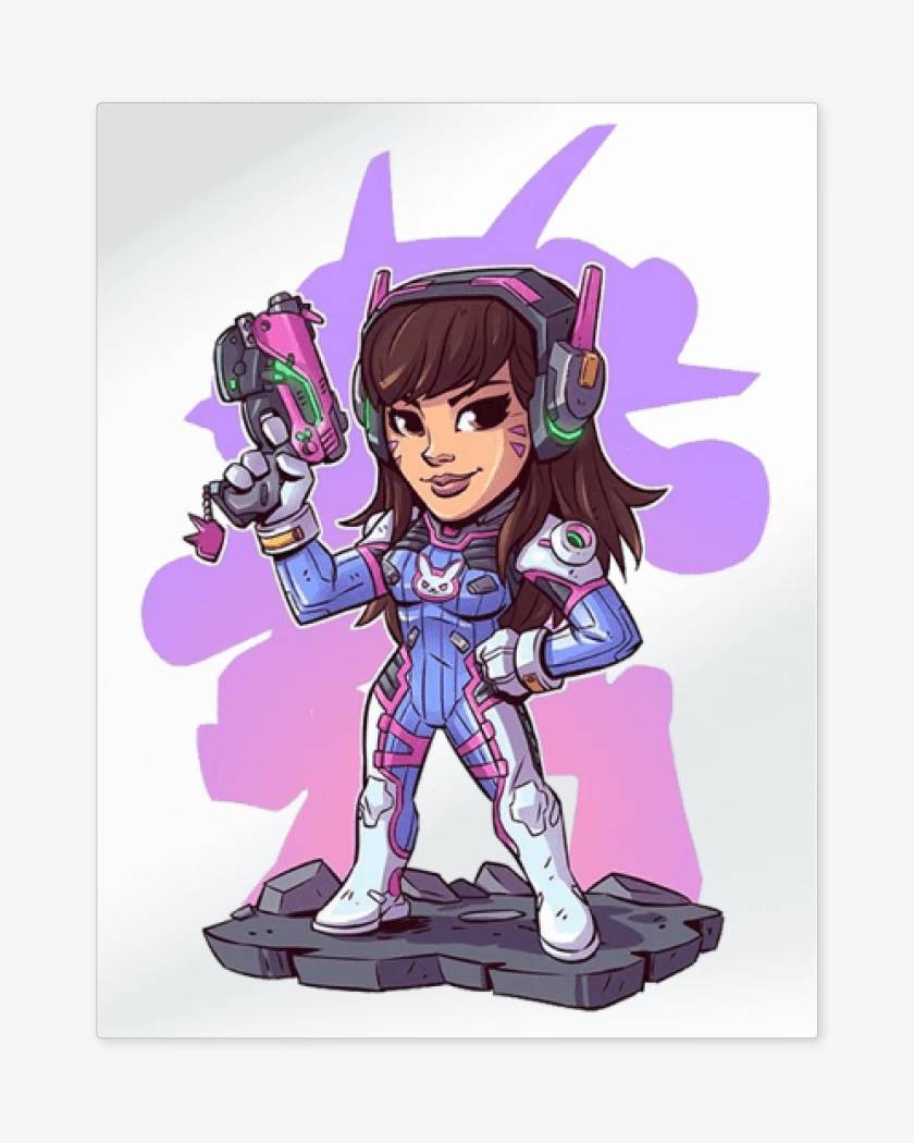 Print metalico Blanco de chibi dva