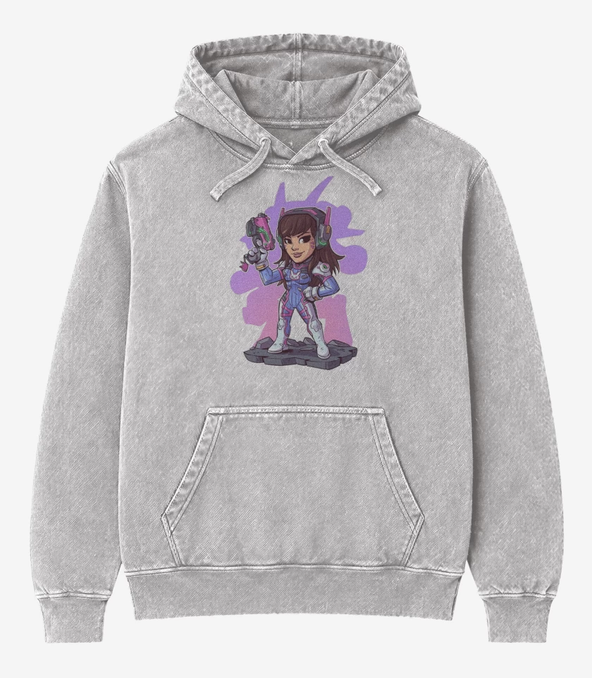 Poleron Canguro Acid Wash Gris Melange de chibi dva