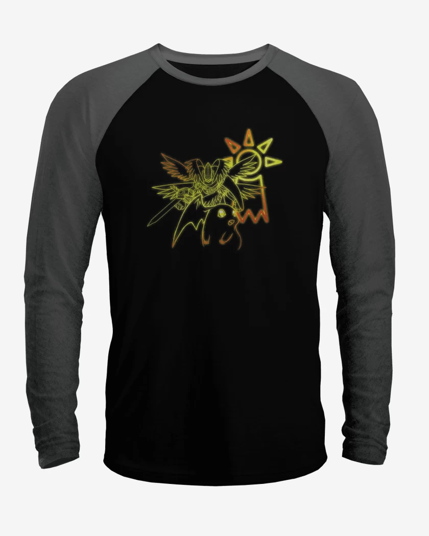 Polera Raglan Negro / Negro Heather de patamon 2