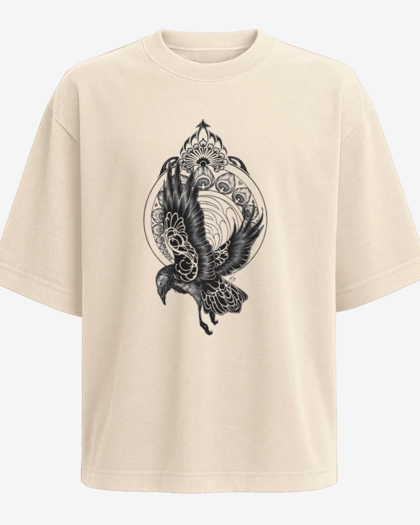 Polera Oversize Beige de pajaro
