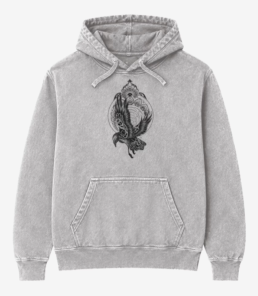 Poleron Canguro Acid Wash Gris Melange de pajaro