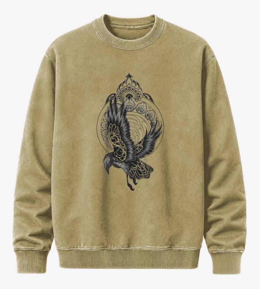 Poleron Polo Acid Wash Beige de pajaro