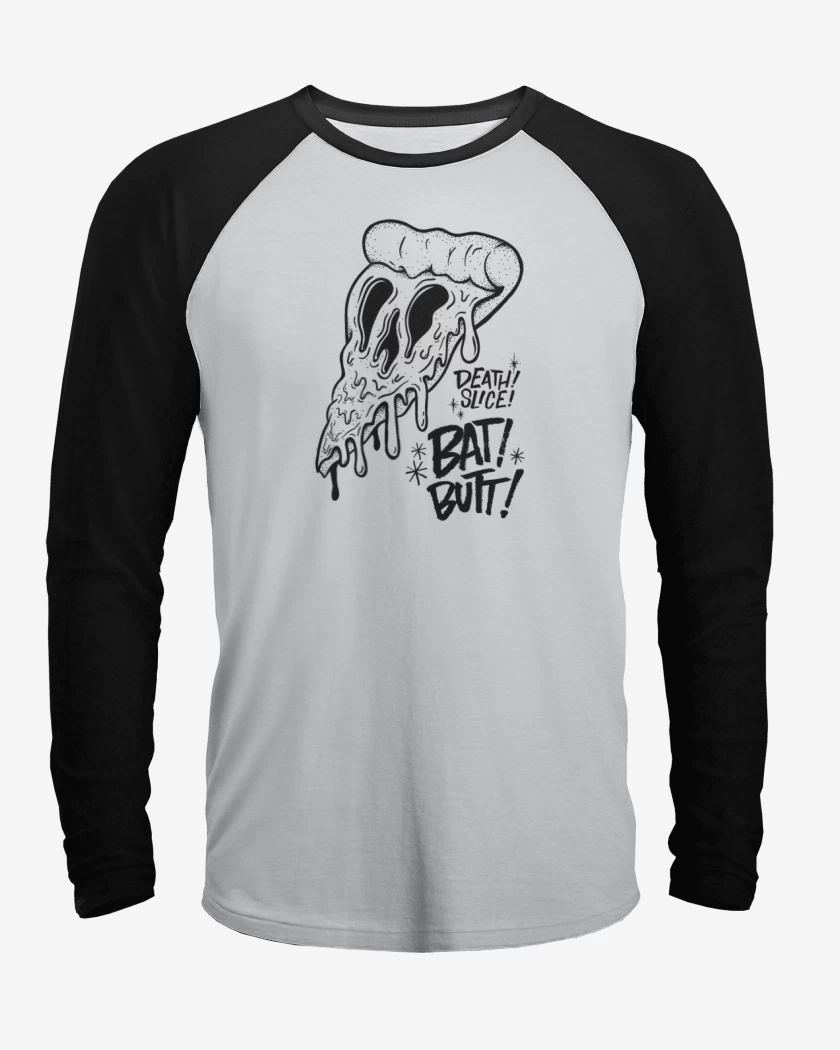 Polera Raglan Blanco / Negro de death pizza