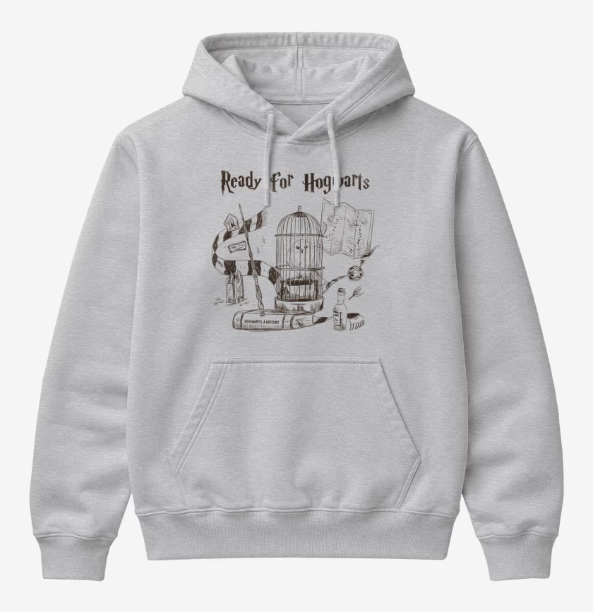 Poleron Canguro básico Gris Melange de Ready for hogwarts