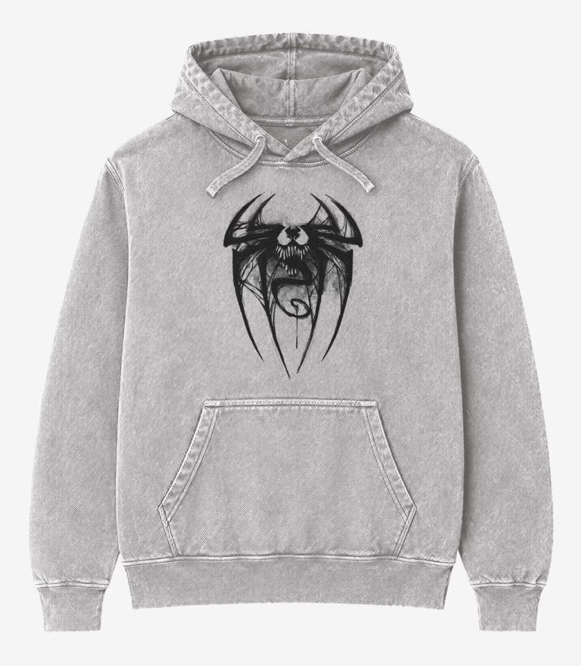 Poleron Canguro Acid Wash Gris Melange de Veneno 3