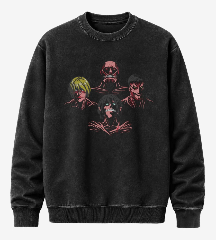 Poleron Polo Acid Wash Negro de Titan rhapsody