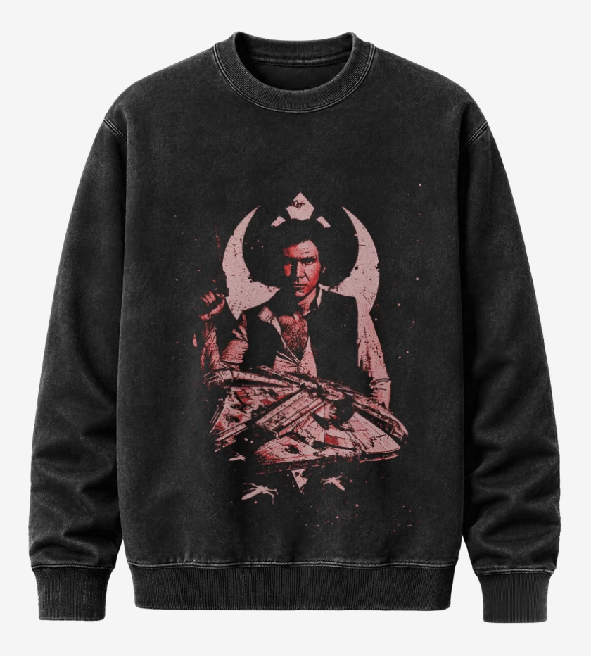 Poleron Polo Acid Wash Negro de Han solo
