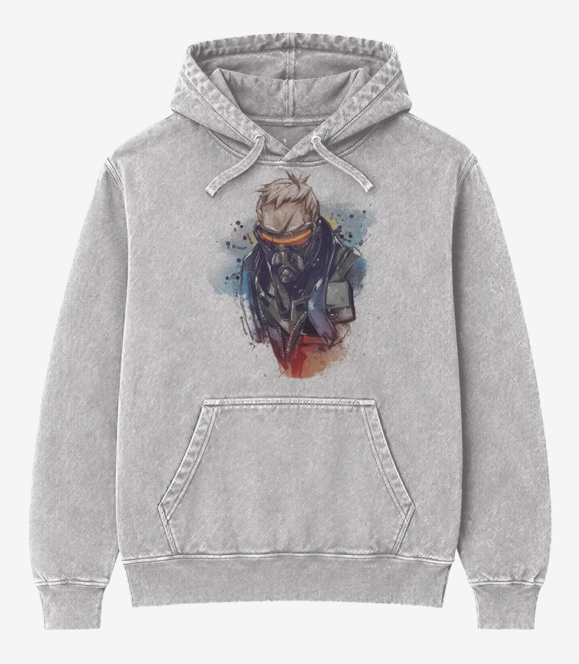 Poleron Canguro Acid Wash Gris Melange de Soldado76 Full Color