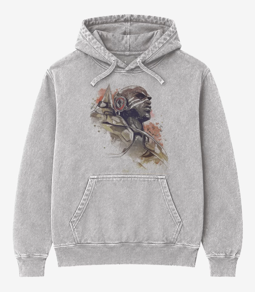 Poleron Canguro Acid Wash Gris Melange de Doomfist Full Color