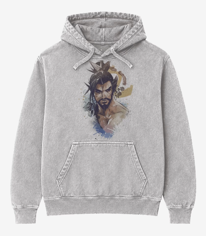 Poleron Canguro Acid Wash Gris Melange de Hanzo Full Color 