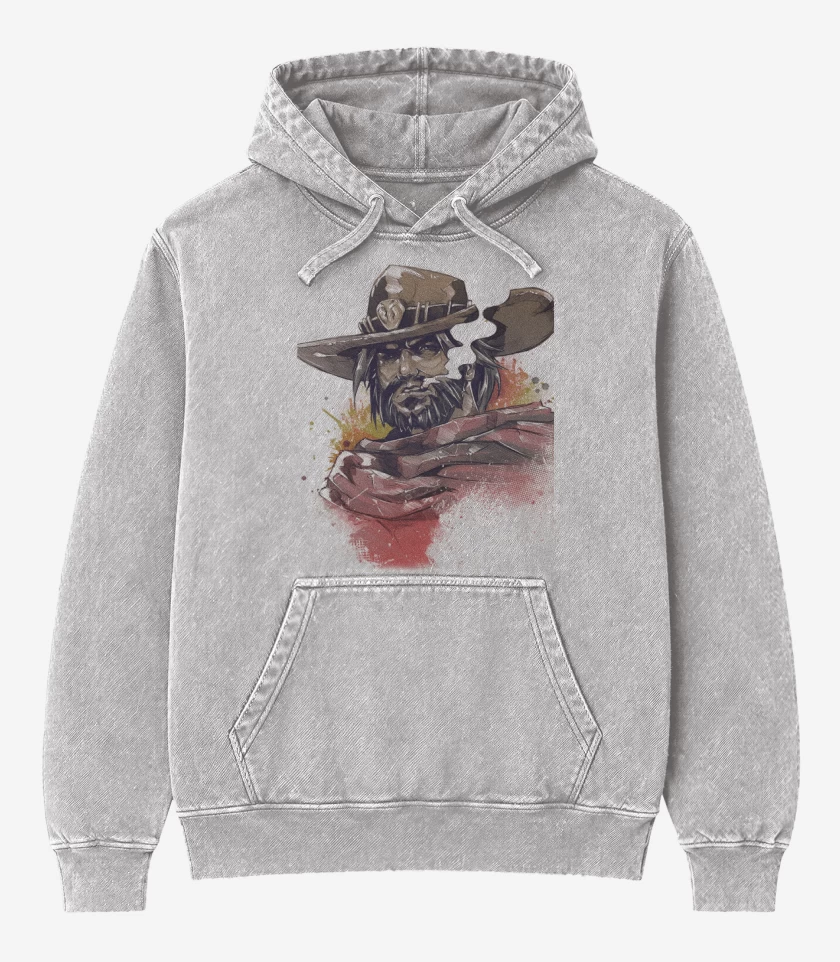 Poleron Canguro Acid Wash Gris Melange de McCree Full Color 