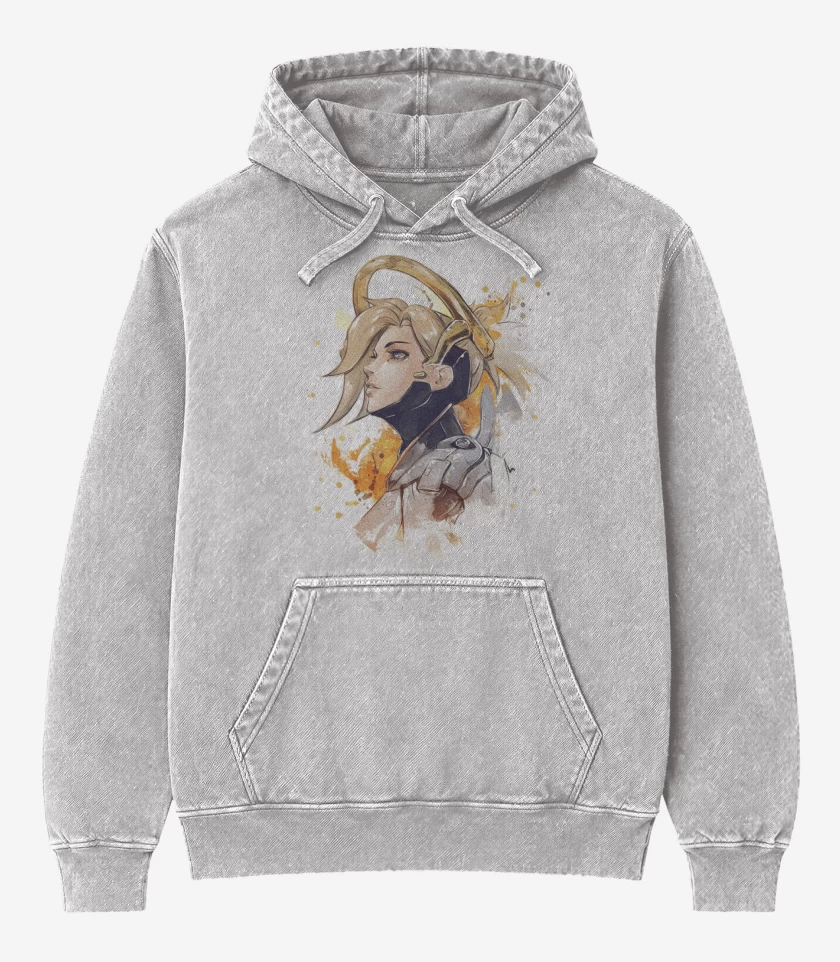 Poleron Canguro Acid Wash Gris Melange de Mercy Full Color