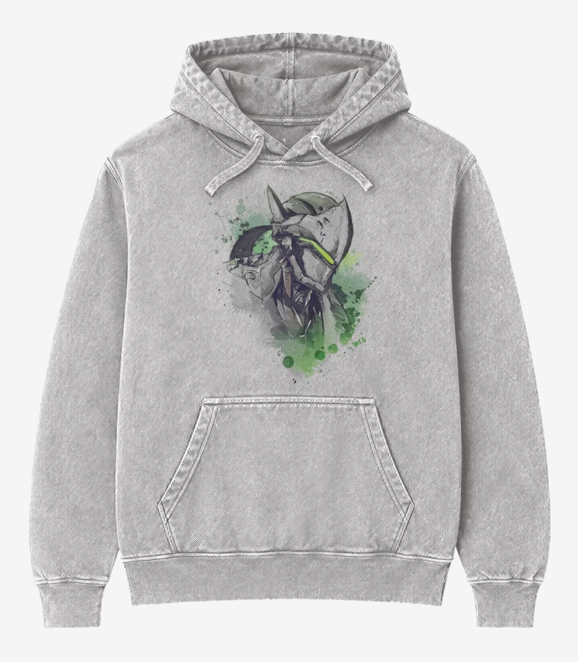 Poleron Canguro Acid Wash Gris Melange de Genji Full Color