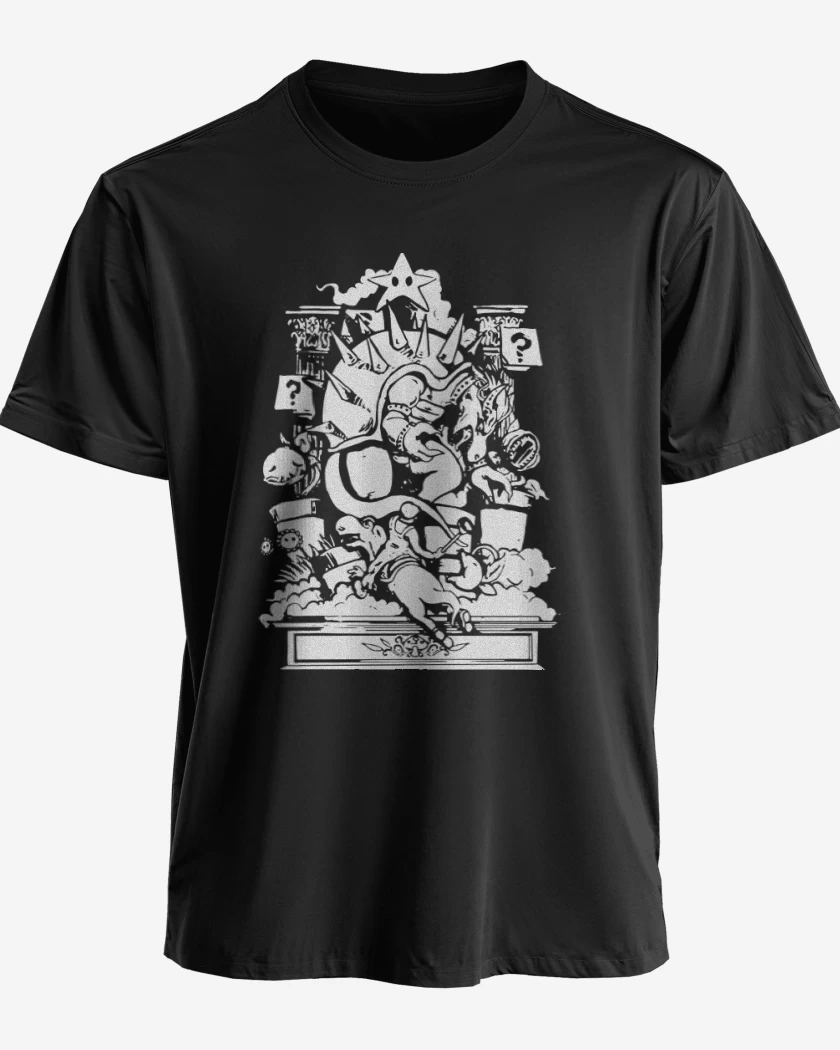 Polera premium Negro de Super Bigote - Epic Battle