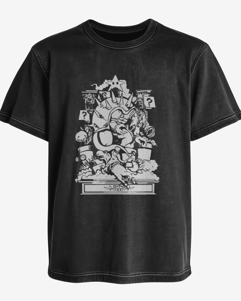 Polera desgastada Negro de Super Bigote - Epic Battle