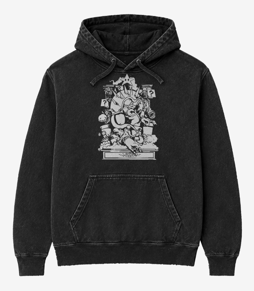 Poleron Canguro Acid Wash Negro de Super Bigote - Epic Battle