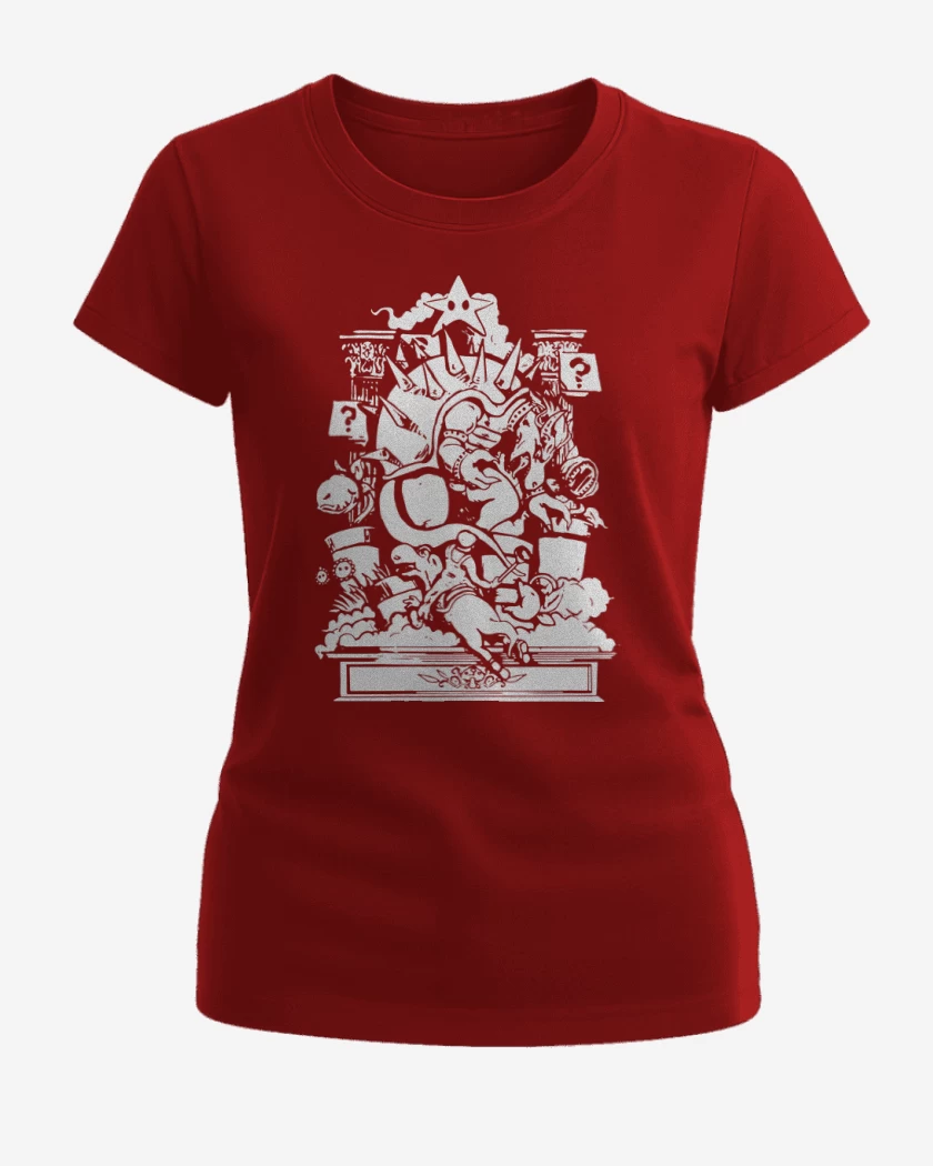 Polera de Mujer Rojo de Super Bigote - Epic Battle