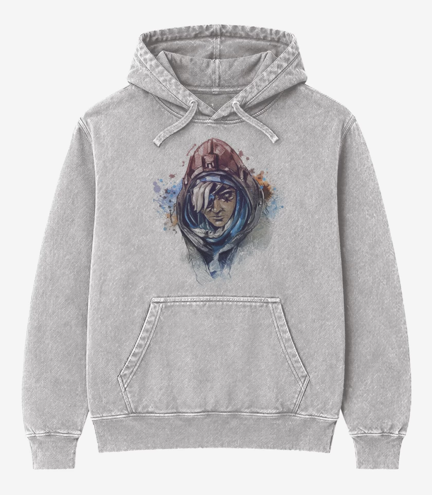 Poleron Canguro Acid Wash Gris Melange de Ana Full Color