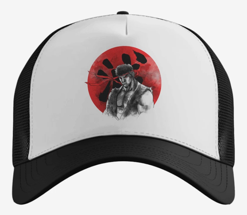 Gorro Blanco de Ryu circulo rojo