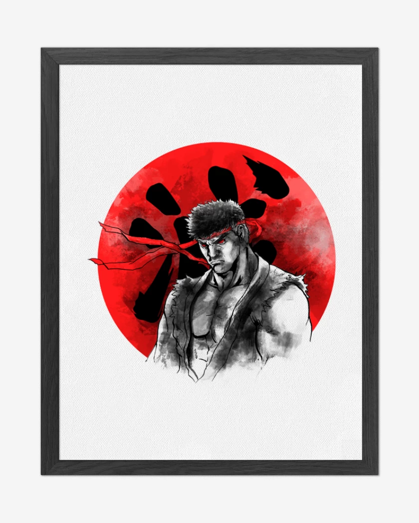 Cuadro decorativo Blanco de Ryu circulo rojo