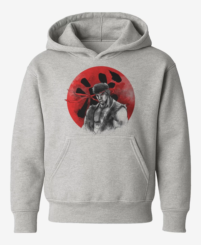 Poleron de niño Gris Melange de Ryu circulo rojo