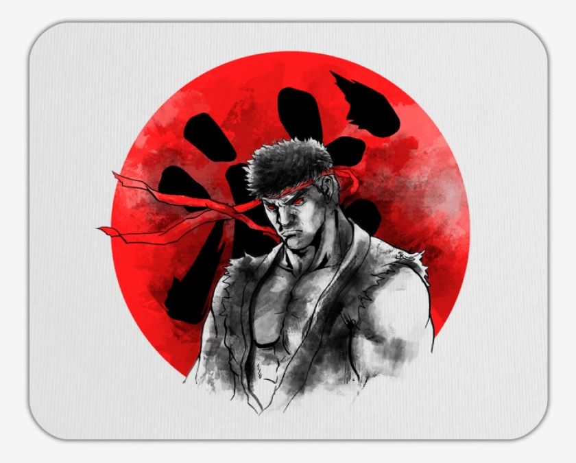 Mousepad Blanco de Ryu circulo rojo