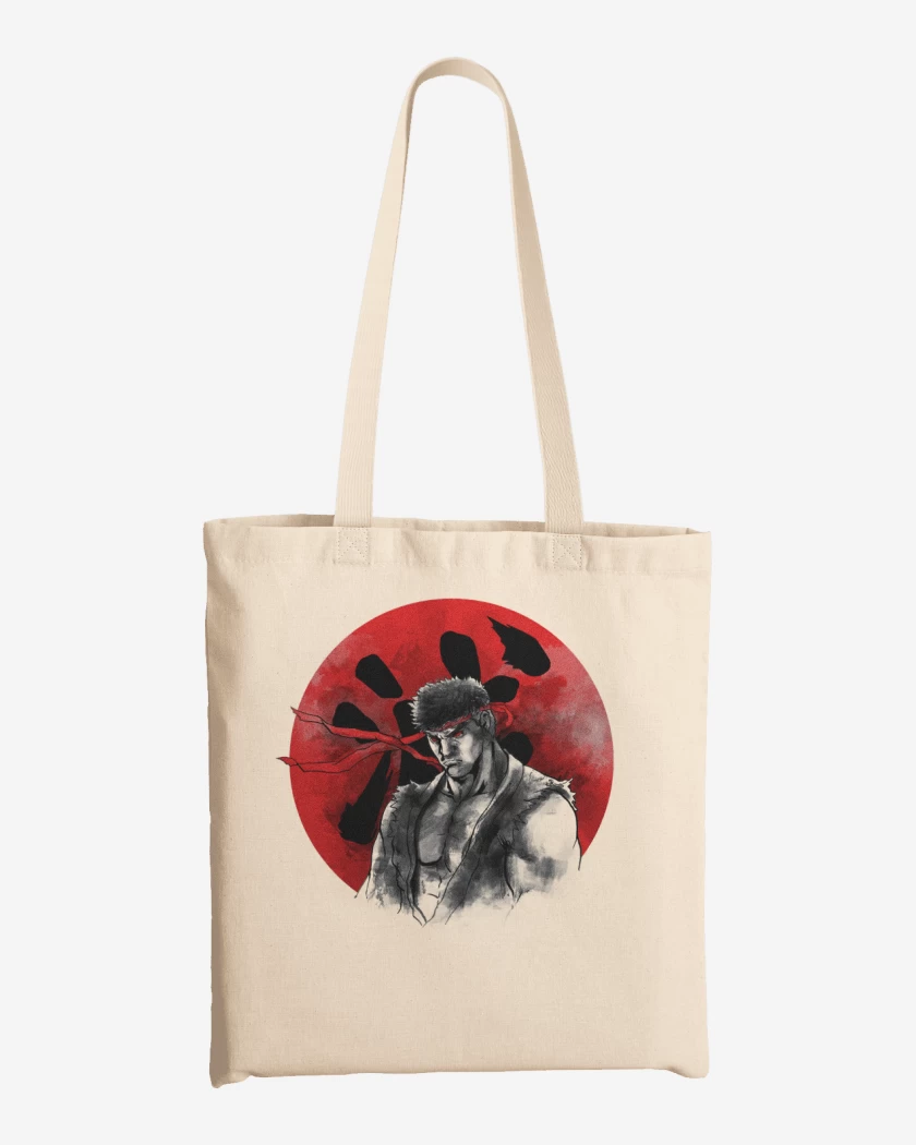 Totebag Blanco de Ryu circulo rojo