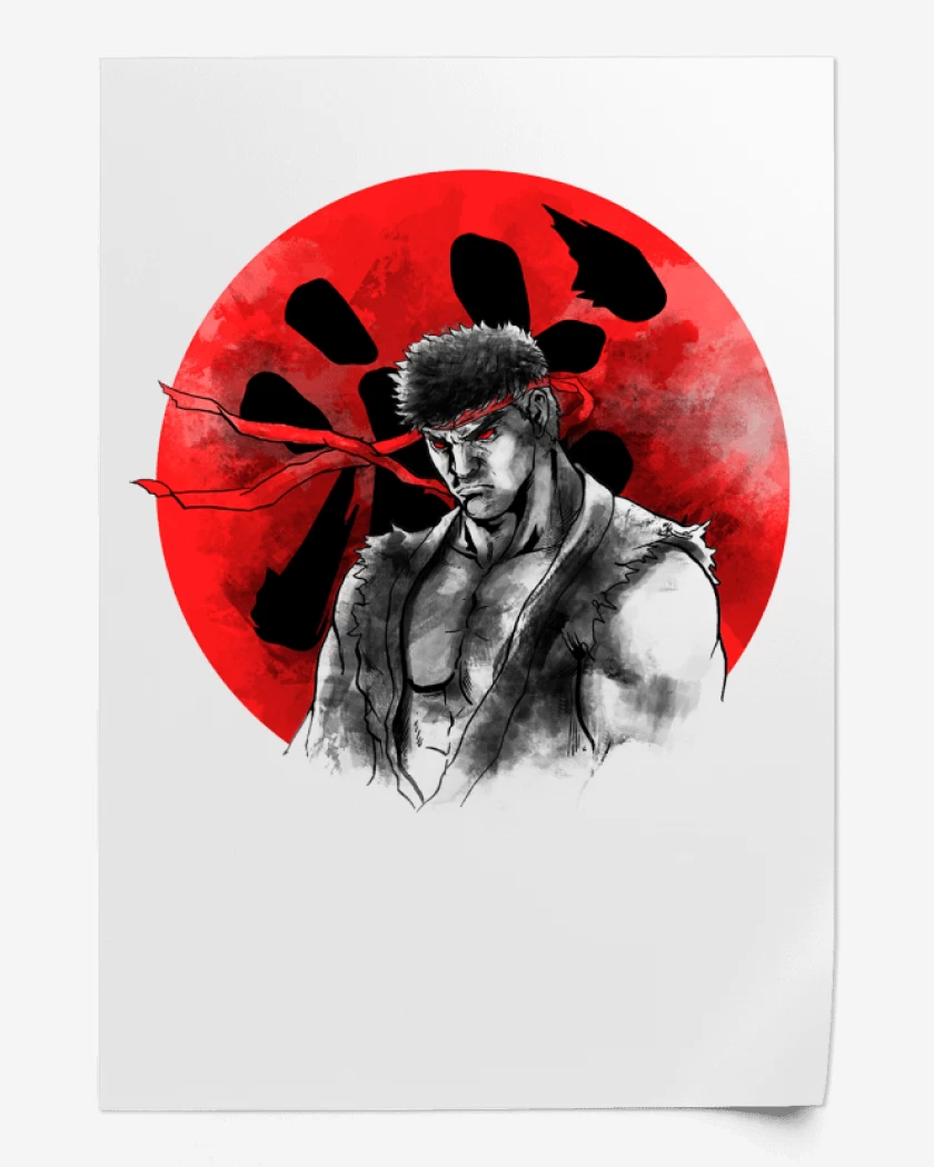 Print Blanco de Ryu circulo rojo