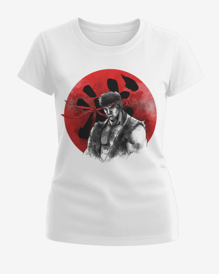 Polera de Mujer Blanco de Ryu circulo rojo