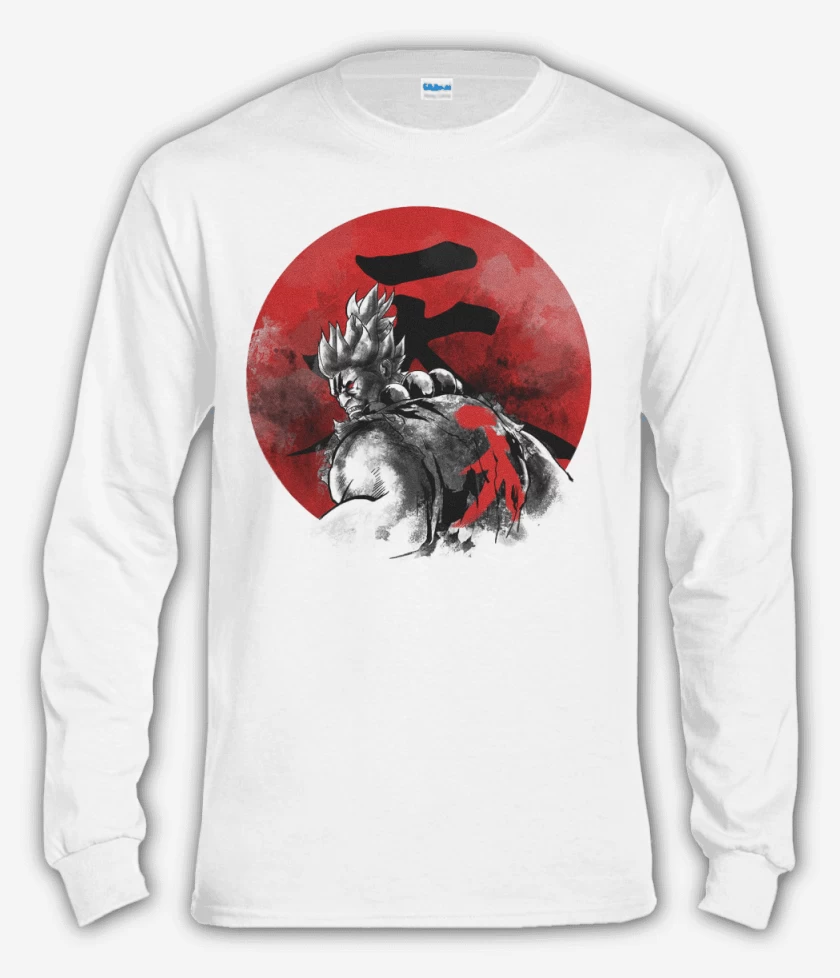 Polera manga larga Blanco de Akuma Circulo Rojo