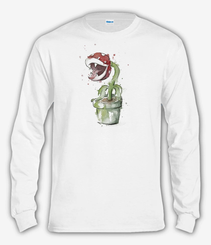 Polera manga larga Blanco de Super bigote Plants