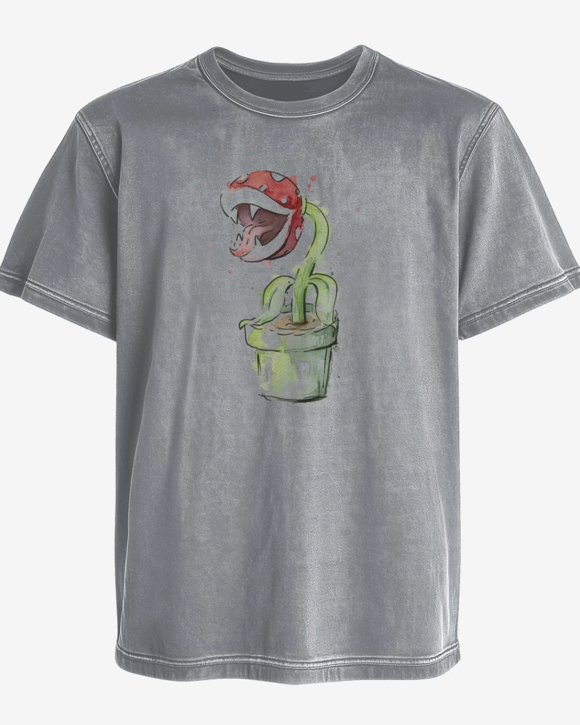 Polera desgastada Gris Melange de Super bigote Plants
