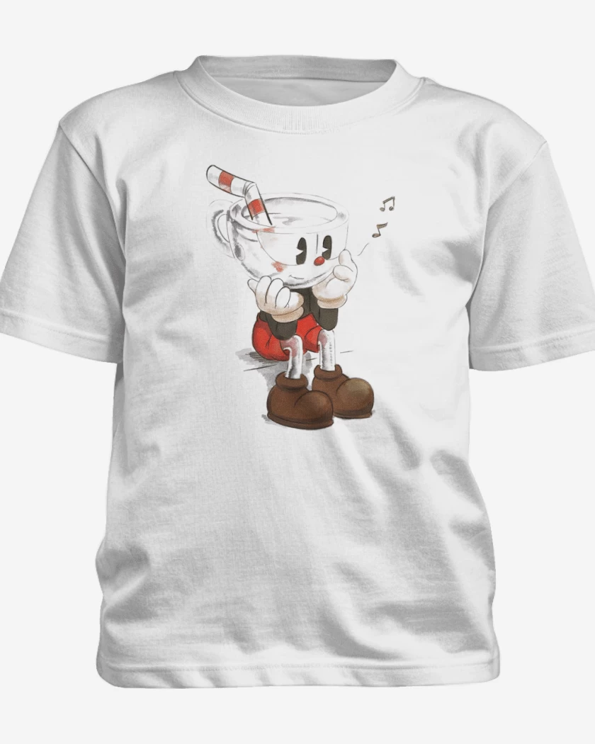 Polera de niño Blanco de CupHead Art