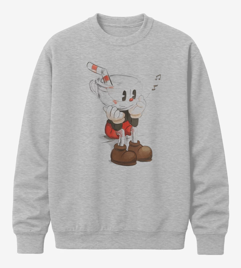 Poleron polo Gris Melange de CupHead Art