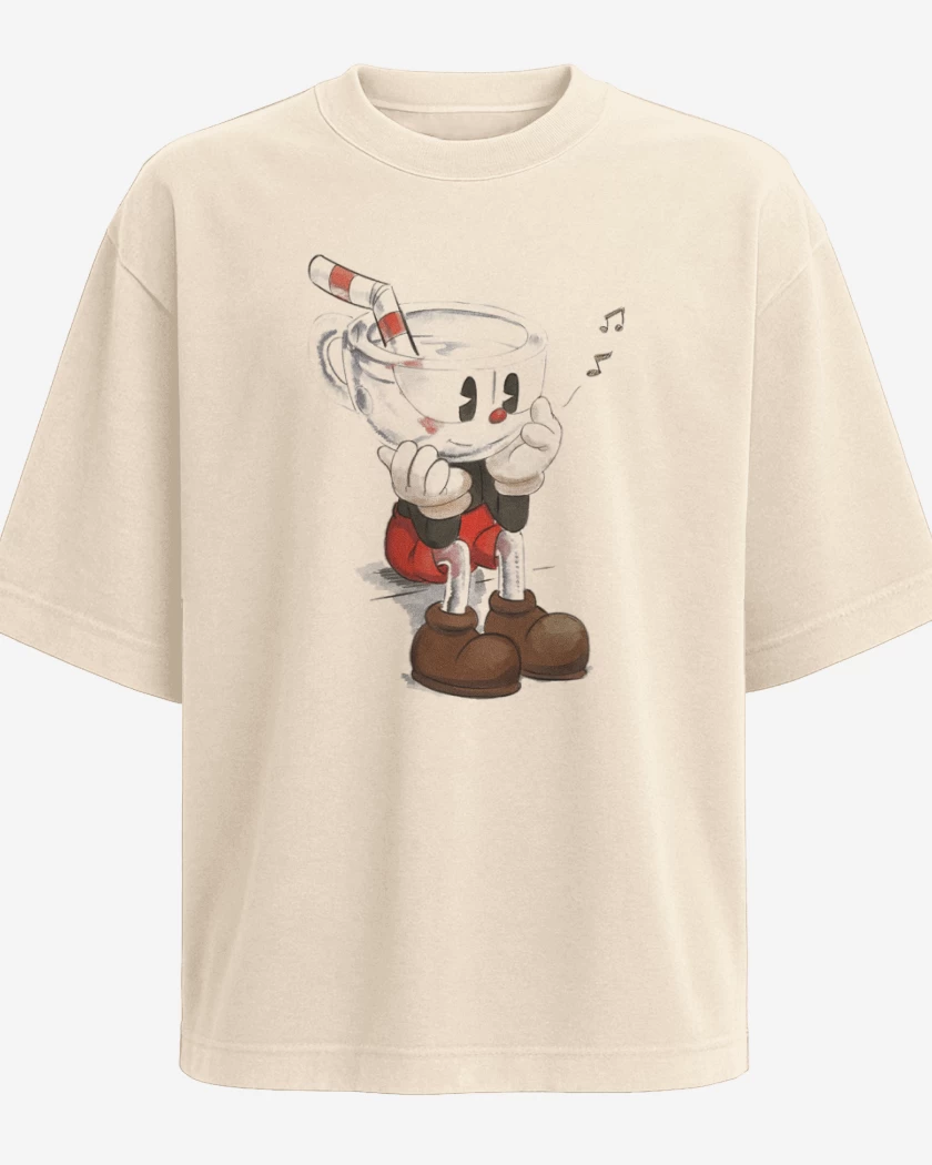 Polera Oversize Beige de CupHead Art